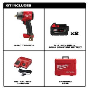 Milwaukee® M18 Fuel™ M18 FUEL 1/2 MID-TORQUE IMPACT WRENCH W/ PIN DETENT KIT M2962P22R at Pollardwater