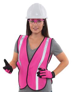ERB Safety Girl Power at Work® One Size Fits Most Polyester Tricot Reusable Safety Vest in Hi-Viz Pink E61728 at Pollardwater