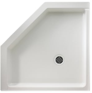 Swan Corporation 36 x 36 in. Solid Surface Neo-Angle Shower Base with Center Drain in White 