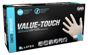 SAS Safety Value-Touch® L Powder-Free Latex Disposable Glove, Pack of 100 S659320 at Pollardwater