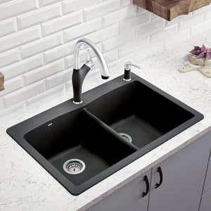 BLANCO Diamond™ 33 x 22 in. 1 Hole Composite Double Bowl Dual Mount Kitchen Sink in Anthracite B440220 at Pollardwater