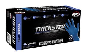 SAS Safety Thickster™ 14 mil Size L Powder Free Rubber Disposable Glove in Blue (Pack of 50) SAS660320 at Pollardwater