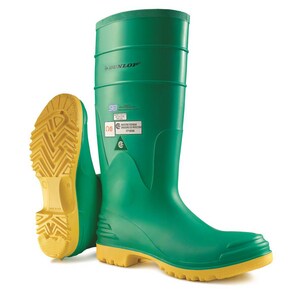 Dunlop Hazmax® PVC Boot with Steel Toe in Green and Yellow Size 10 O8701210 at Pollardwater