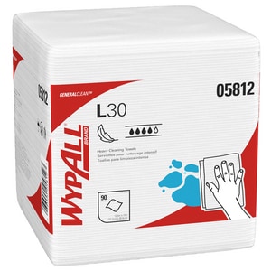 WypAll® L30 Economy Wipe Quarter Fold in White 90-Count K05812EA at Pollardwater