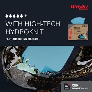 WypAll® X80 Hydroknit Plastic Cloth in Blue (Box of 160) K41041EA at Pollardwater