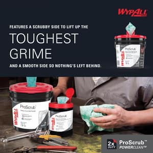 WypAll® Waterless Industrial Cleaning Wipes 9-1/2 x 12 in. (Canister of 75 Wipes) K91371 at Pollardwater