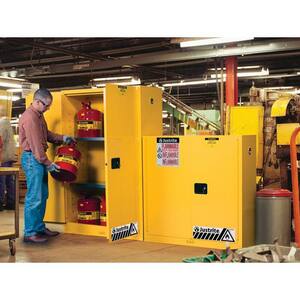 Justrite Sure-Grip® EX Classic Safety Cabinet Yellow 30 gal Manual Close JUS893000 at Pollardwater