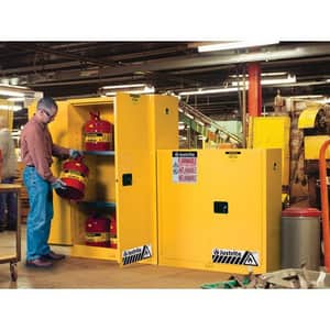 Justrite Sure-Grip® EX Classic Safety Cabinet Yellow 30 gal Manual Close JUS893000 at Pollardwater