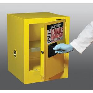 Justrite Sure-Grip® EX Countertop Cabinet Yellow 4 gal Manual Close J890400 at Pollardwater
