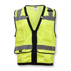 Radians Radwear® XXL Size Polyester Grommet Safety Vest with Zipper Closure in Hi-Viz Green RSV59Z2ZGD2X at Pollardwater