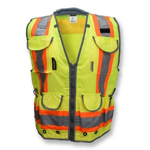 Radians Radwear® XL Size 300D and Polyester Solid Front Safety Vest in Hi-Viz Green RSV552ZGDXL at Pollardwater
