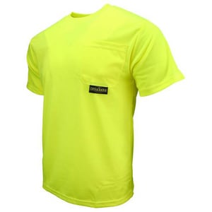Radians Radwear® XXXXL Size Polyester Birdseye Mesh Moisture Wicking T-shirt in Hi-Viz Green RST11NPGS4X at Pollardwater