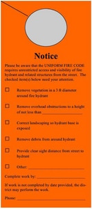 Pre-Printed Door Hangers - Notice Uniform Fire Code, 100 per Pack in Orange PSAB015 at Pollardwater