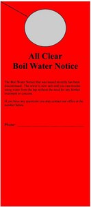 Pre-Printed Door Hangers - All Clear Boil Water Notice, 100 per Pack in Red PSAB014 at Pollardwater