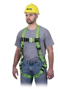 Miller Fall Protection Vinyl-Coated Harness with Back D-Ring Mating Chest Strap Buckle and Tounge Buckle Leg Straps Universal Size MRPCTBUGN at Pollardwater