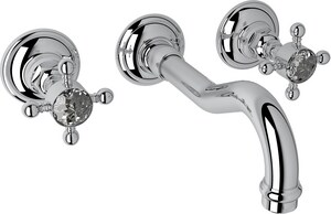 Rohl Acqui 3 Hole Wall Mount Widespread Lavatory Faucet With