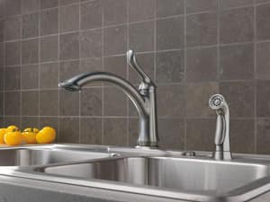 Delta Faucet Linden Single Handle Kitchen Faucet In Arctic Stainless 4453 Ar Dst Ferguson