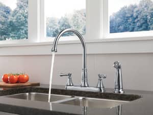 Delta Faucet Cassidy Two Handle Pull Down Kitchen Faucet In