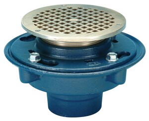 Zurn 4 In Inside Caulk Cast Iron Blue Floor Drain With 1 2 In