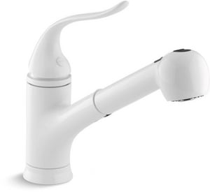 Kohler Coralais Single Handle Pull Out Kitchen Faucet In White