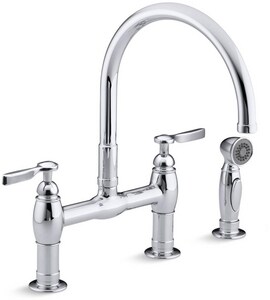 Kohler Parq Two Handle Bridge Kitchen Faucet In Polished Chrome