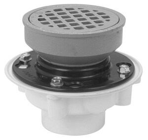 Zurn Lc Hub Pvc White Floor Drain With 6 1 16 In Round Cast Iron