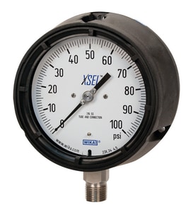 WIKA XSEL® Model 233.34 4-1/2 in. 60 psi 1/4 in. MNPT Glycerin Filled Pressure Gauge Lead Free W9833825 at Pollardwater