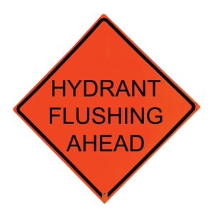 VizCon 36 in. Non-Reflective Vinyl Roll-Up Sign - HYDRANT FLUSHING AHEAD V26036EVHFHFA at Pollardwater