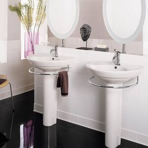 American Standard Cornice 1 Hole Corner Pedestal Sink With Center