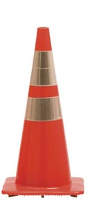 Work Area Protection Corporation 28 in. Standard Traffic Cone with Reflective Collars 7 lb W28PVCS6CC4CCVSB at Pollardwater