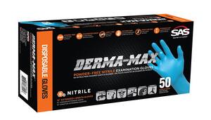 SAS Safety Derma-Max® 8 mil Size S Powder Free Rubber Extended Length Disposable Glove in Blue (Pack of 50) S660640 at Pollardwater