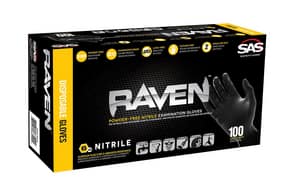 SAS Safety Raven® 6 mil Size L Powder Free Rubber Disposable Glove in Black (Pack of 100) S66518 at Pollardwater
