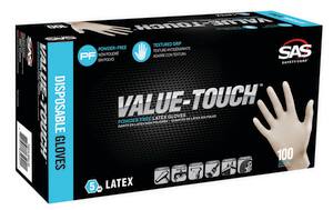 SAS Safety Value-Touch® S Powder-Free Latex Disposable Glove, Pack of 100 S659120 at Pollardwater