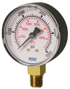 WIKA 4 x 1/4 in. NPT 80 psi Brass Restrictor, Copper Alloy Bourdon Tube and Plastic Pressure Gauge W4233779 at Pollardwater