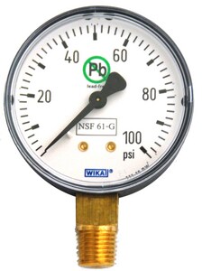 WIKA Bourdon 2-1/2 in. 60 psi 1/4 in MNPT Pressure Gauge Lead Free W52571271 at Pollardwater