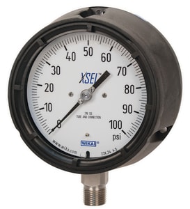 WIKA XSEL® Model 232.34 4-1/2 in. 60 psi 1/4 in. MNPT Pressure Gauge in Stainless Steel W9834575 at Pollardwater