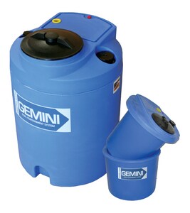 Peabody Engineering and Supply Gemini 32 in. 120 gal Polyethylene Dual Containment Tank Assembly in Blue P0114870 at Pollardwater