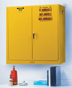 Justrite Sure-Grip® EX Wall Mount Safety Cabinet Yellow 20 gal Manual Close JUS893400 at Pollardwater