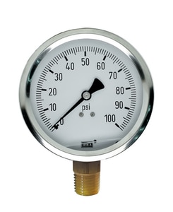 WIKA Model 213.53 4 in. -30 hg 100 psi 1/4 in. MNPT Pressure Gauge W9699061 at Pollardwater