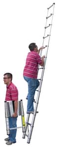 Vestil Manufacturing 12 ft. Extra Wide Aluminum and Molded Rubber Telescopic Ladder VTLAD121A at Pollardwater