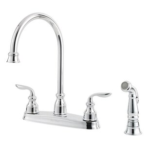 Pfister Avalon 1 8 Gpm 4 Hole Deck Mount Kitchen Sink Faucet With Double Handle And High Arc Spout