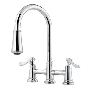 Pfister Ashfield Two Handle Bridge Kitchen Faucet In Polished