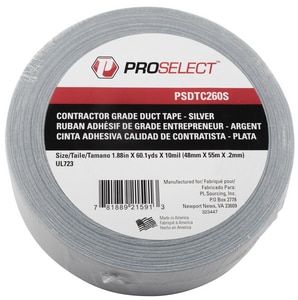 PROSELECT® 2 in. x 60 yd. Plastic Rubber Duct Tape Premium Grade in Silver PSDTC260S at Pollardwater