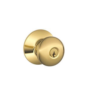 Schlage Lock Plymouth Round Keyed Entry Door Knob In Brass