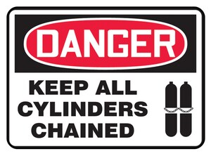Accuform Signs 14 x 10 in. Aluminum Sign - NOTICE KEEP ALL CYLINDERS CHAINED AMCPG825VA at Pollardwater