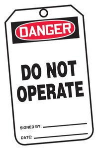 Accuform Signs Accident Prevention Tag Plastic 6 x 3-1/2 in. 25/Pk - DANGER DO NOT OPERATE AMLT400PTP at Pollardwater