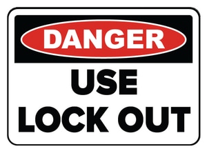 Accuform Signs 14 x 10 in. Aluminum Sign - DANGER USE LOCKOUT BEFORE WORKING ON EQUIPMENT AMLKT016VA at Pollardwater