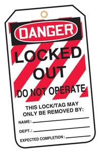 Accuform Accident Prevention Tag Plastic 6 x 3-1/2 in. 25/Pk - DANGER LOCKED OUT DO NOT OPERATE AMLT407PTP at Pollardwater