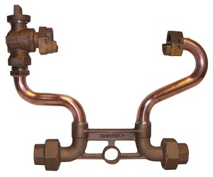 A.Y. McDonald 7 in. Copper 5/8 x 3/4 in. Meter Setter Horizontal 3/4 in. Mac-Pac Compression Inlet/Outlet Ball Valve x Meter Nut Lead Free M722207WX2233 at Pollardwater
