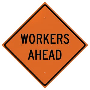 VizCon 36 in. Reflective Vinyl Roll-Up Sign - WORKERS AHEAD V26036EFOHFWA at Pollardwater